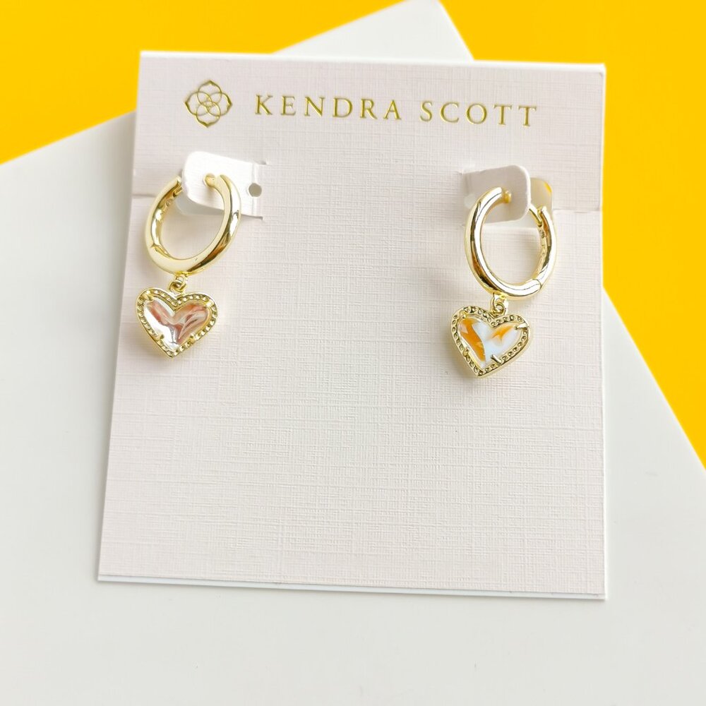 Ari Heart Gold Dichroic Glass Earrings by Kendra Scott